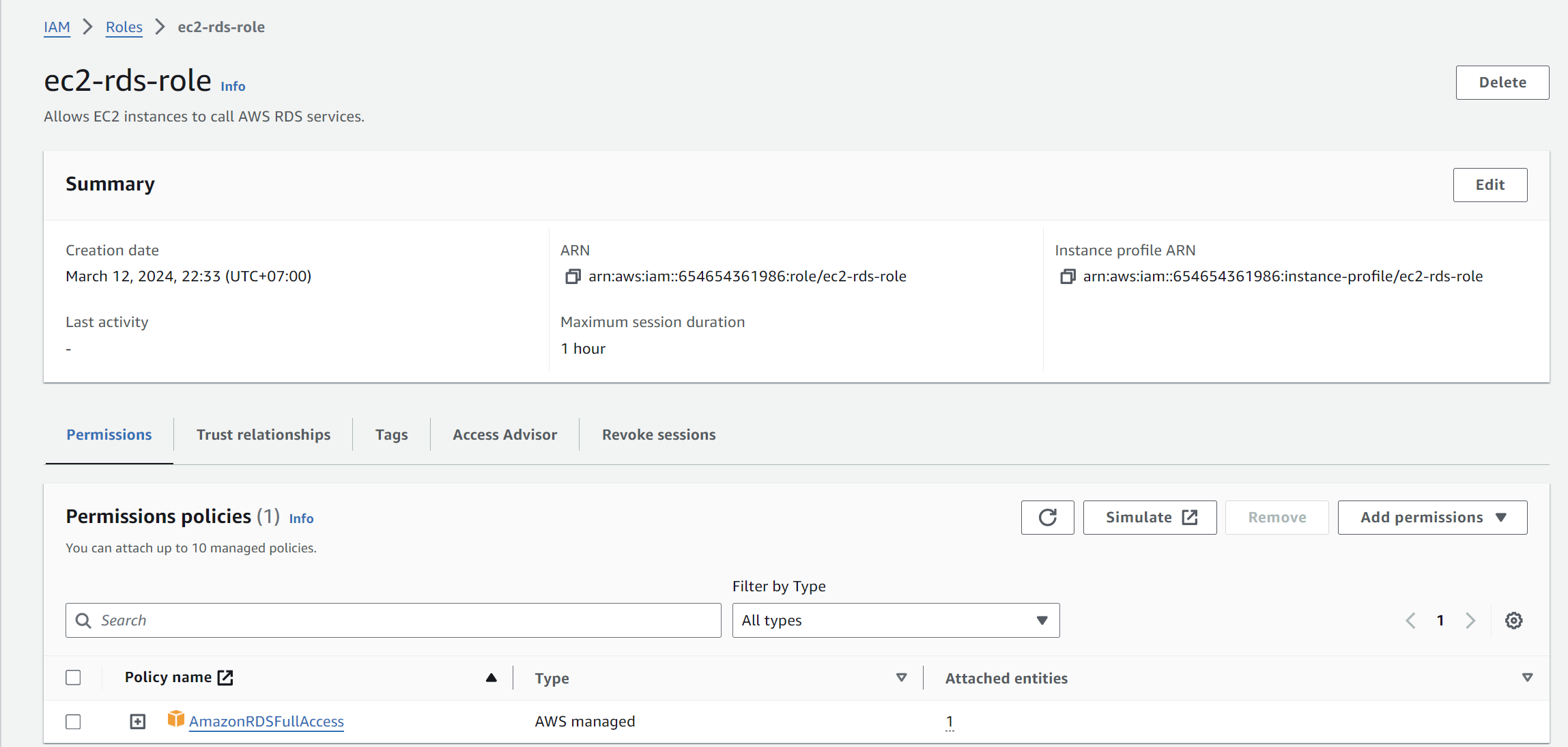 Role RDS Access